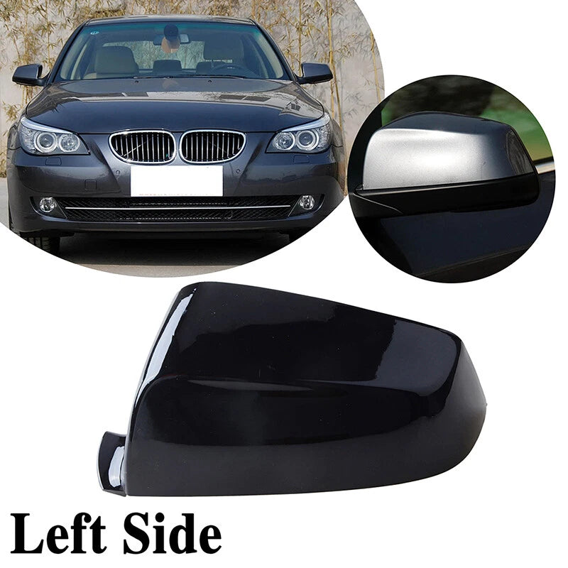 Left Rear View Mirror Cover Gloss Black for BMW E60 E61 F10 F11 F01 F02 (2008-2013)
