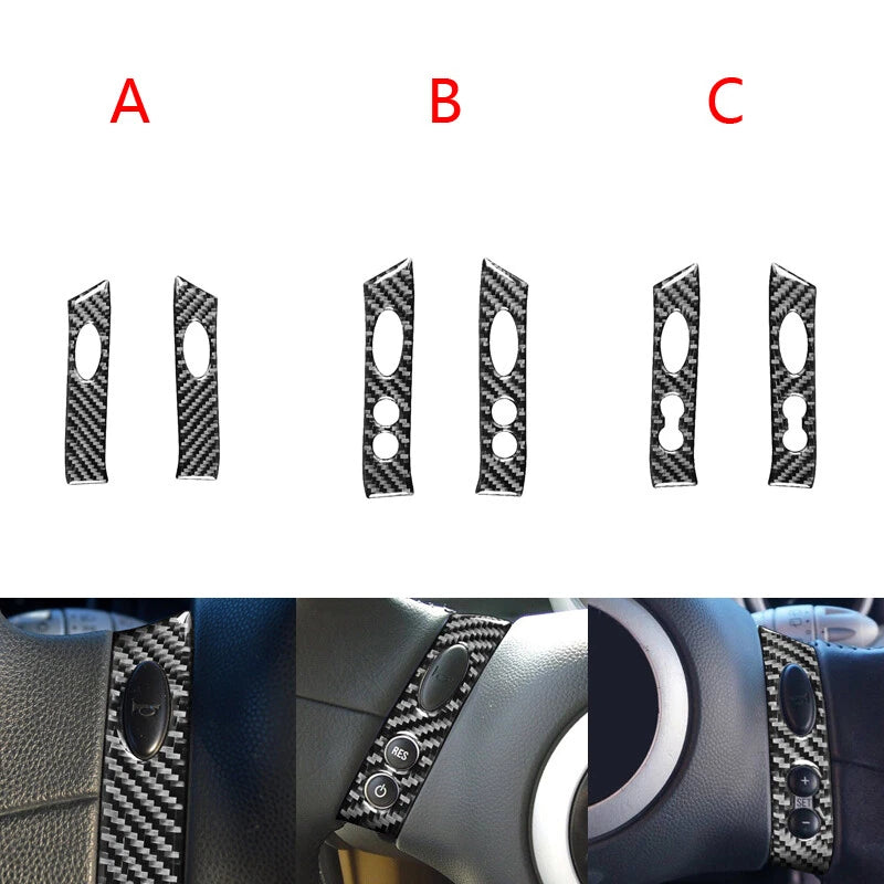 Carbon Fiber Dashboard Steering Wheel Cover Trim for Mini Cooper 2002-2004