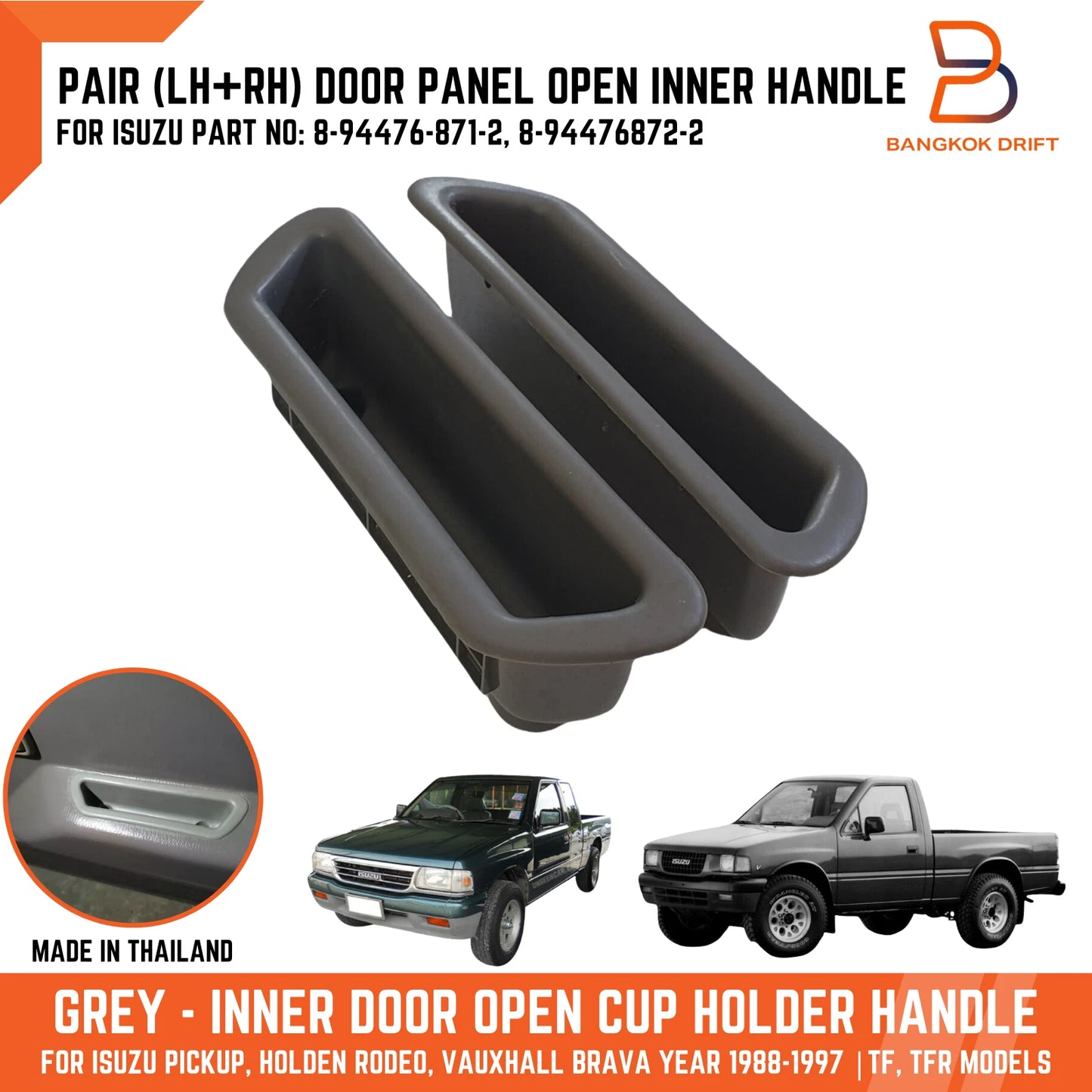 Grey Door Open Cup Holder Handle for Holden Rodeo Isuzu Pickup (88-97)