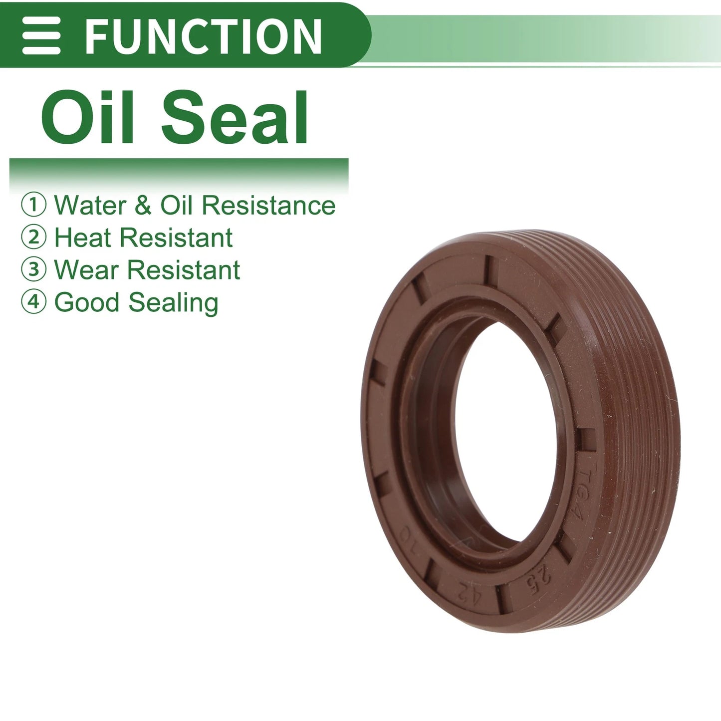 Oil Seal 25x42x10mm FKM Rubber High Pressure Brown 5 Pcs for Make Model