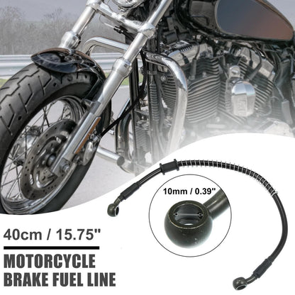 40cm 15.75in Braided Brake Clutch Oil Hose Pipe for Motorcycle Black