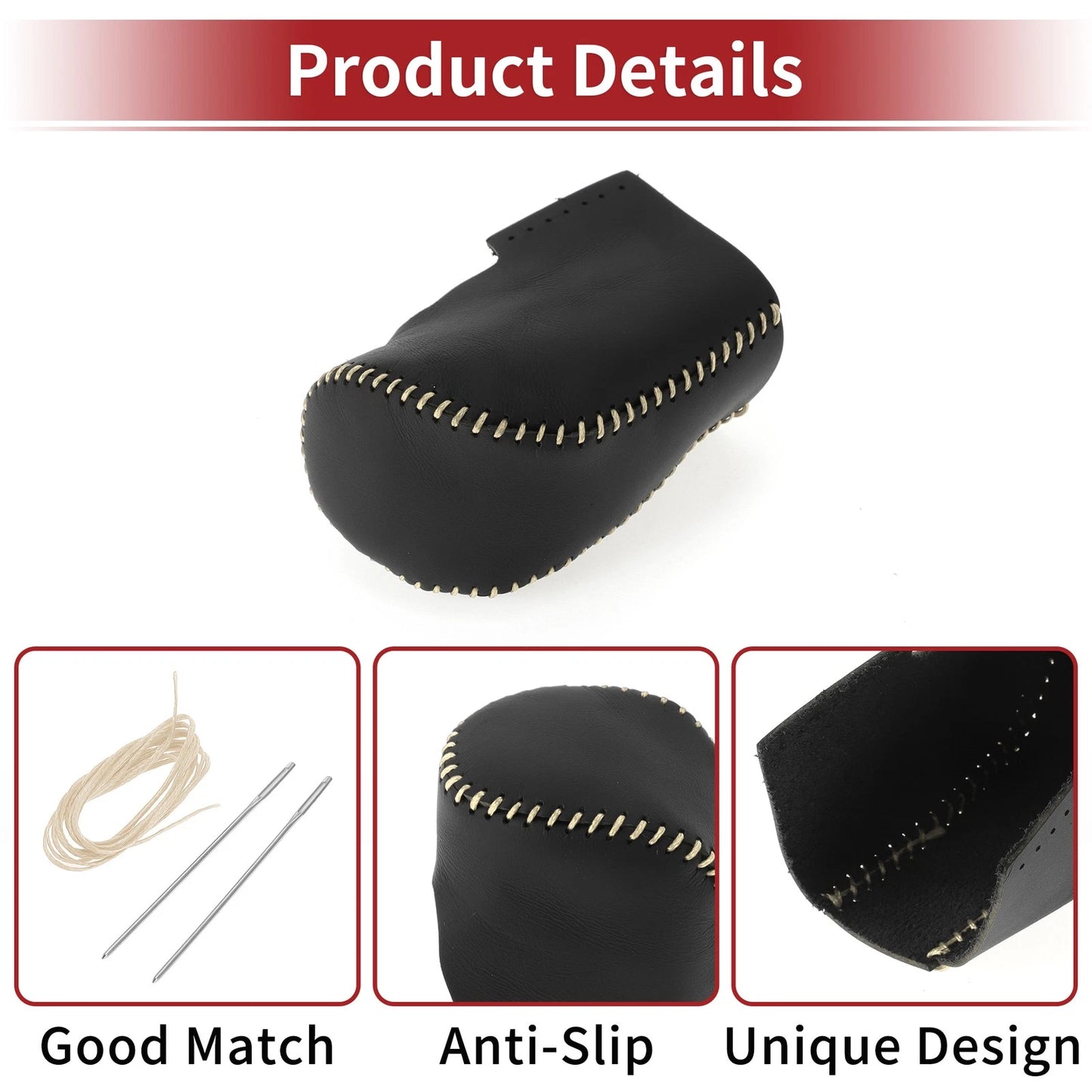 Gear Shift Knob Cover for Honda HR-V (2023-2024) Black Beige Faux Leather