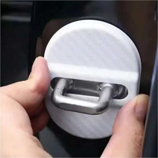 1x White Carbon Fiber Car Lock Cover Trim