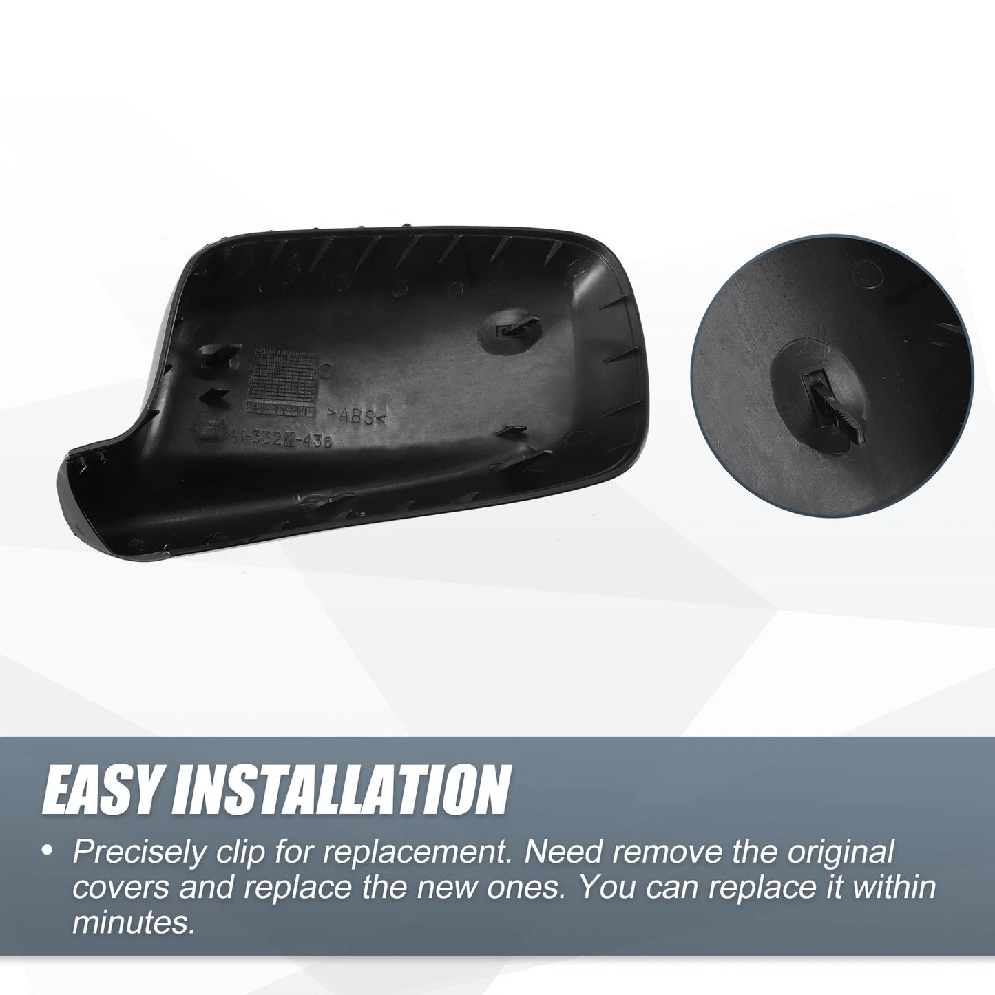 Rearview Mirror Cover Cap Gloss Black for BMW 3 Series, 7 Series (2000-2006)
