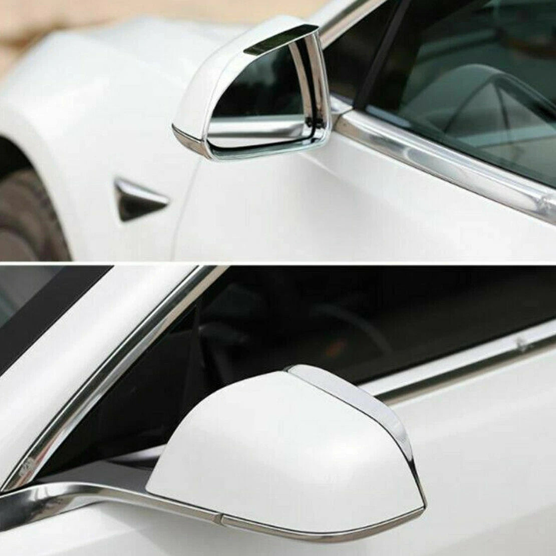 Chrome Rearview Mirror Rain Eyebrow Covers for Tesla Model Y (2020-2021)