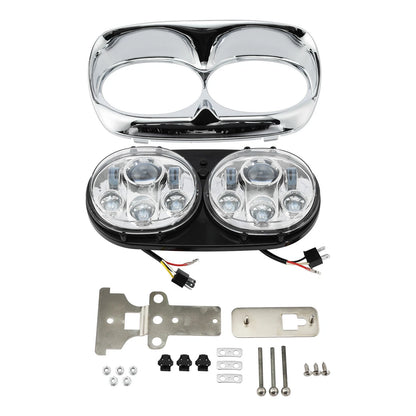 Chrome 5 3/4" Dual Headlight Lamp for Harley Road Glide (1998-2013)