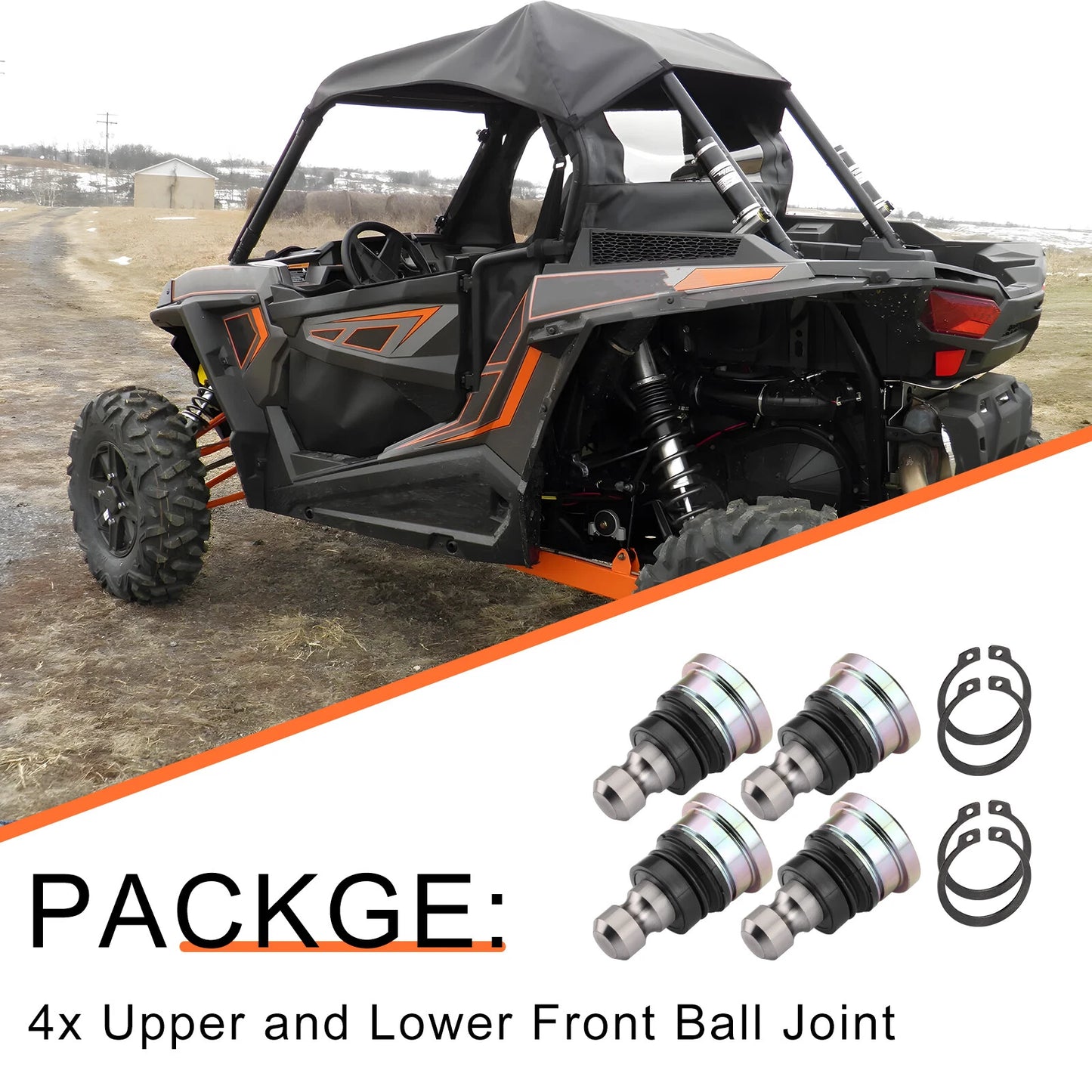 4Pcs Upper/Lower Front Ball Joint for Polaris RZR XP1000/XP4 1000 (2014–2022)