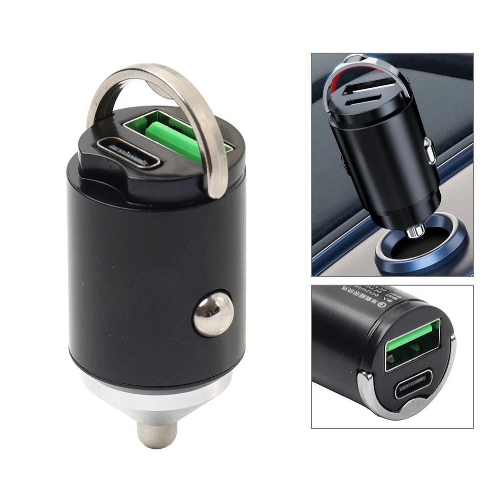 Fast Universal 2 x Port Mini Car USB Type C Charger Adapter for iPhone