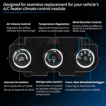 A/C Heater Climate Control Module Panel for Ram 1500 (2014-2018)