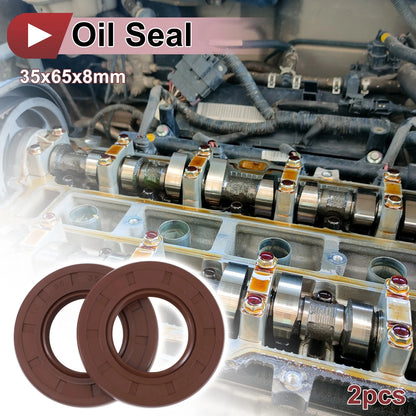 Oil Seal 35x65x8mm Rotary Shaft Seal FKM Rubber Brown 2 x for Make Model
