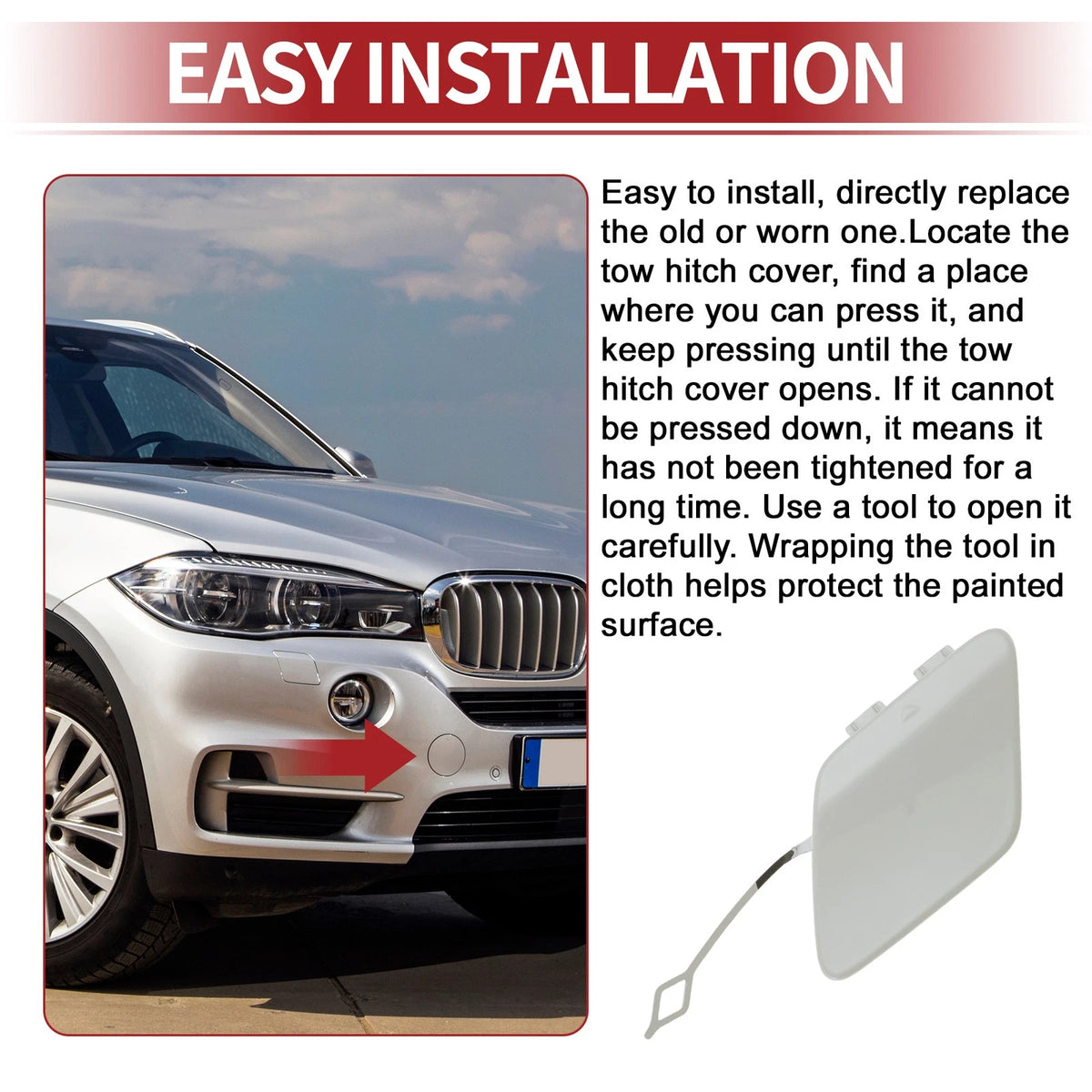 Rear Tow Hook Cover for BMW 428i (2014-2016) - White 1 Pcs