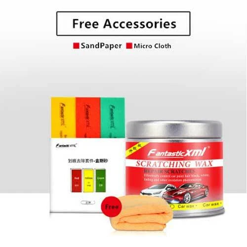 Car Scratch Remover Paint Repair Wax Kit with Micro Cloth & Sandpaper for All Colors