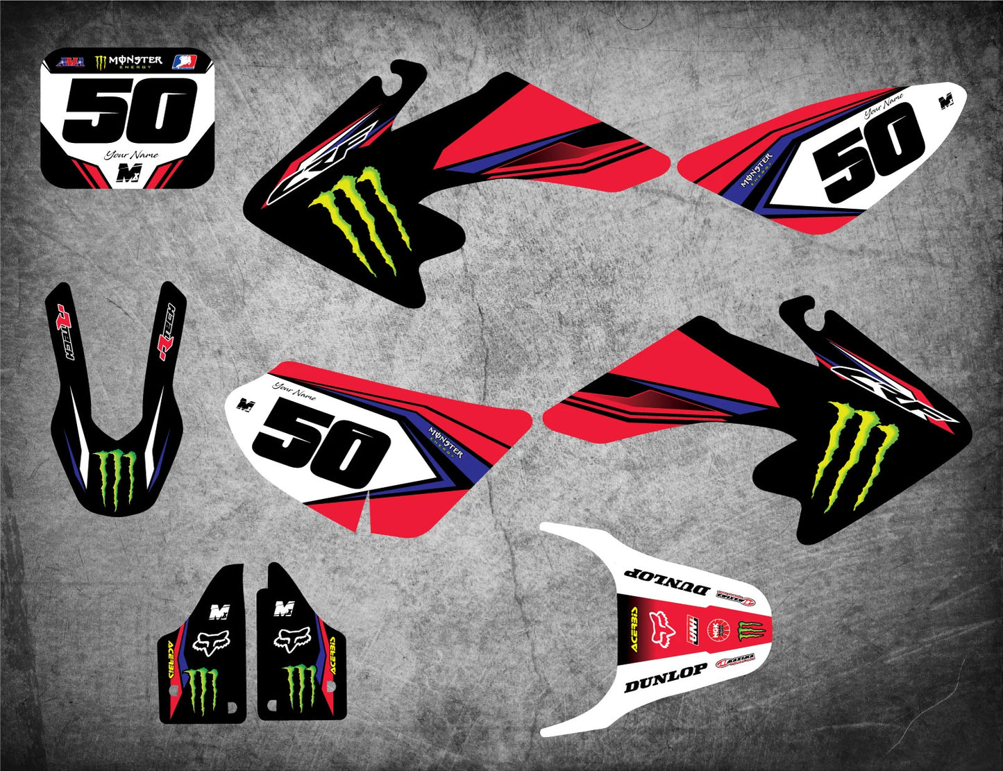 Custom Graphics Full Kit for Honda CRF 50 2004-2012 SURGE STYLE Stickers