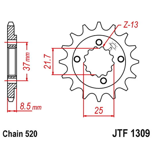 13-Tooth Front Sprocket / JT Sprockets / for Honda TRX400EX Sportrax (2005–2014)