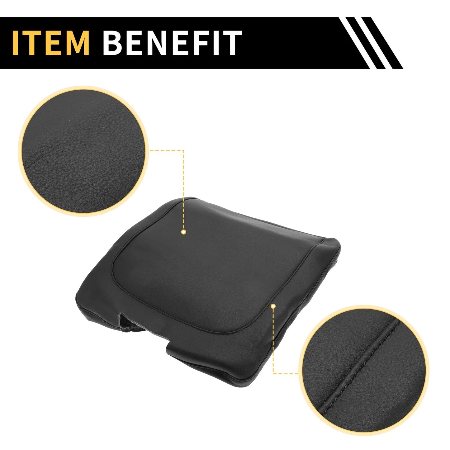 Center Console Armrest Cover for Dodge Ram Microfiber Leather Black