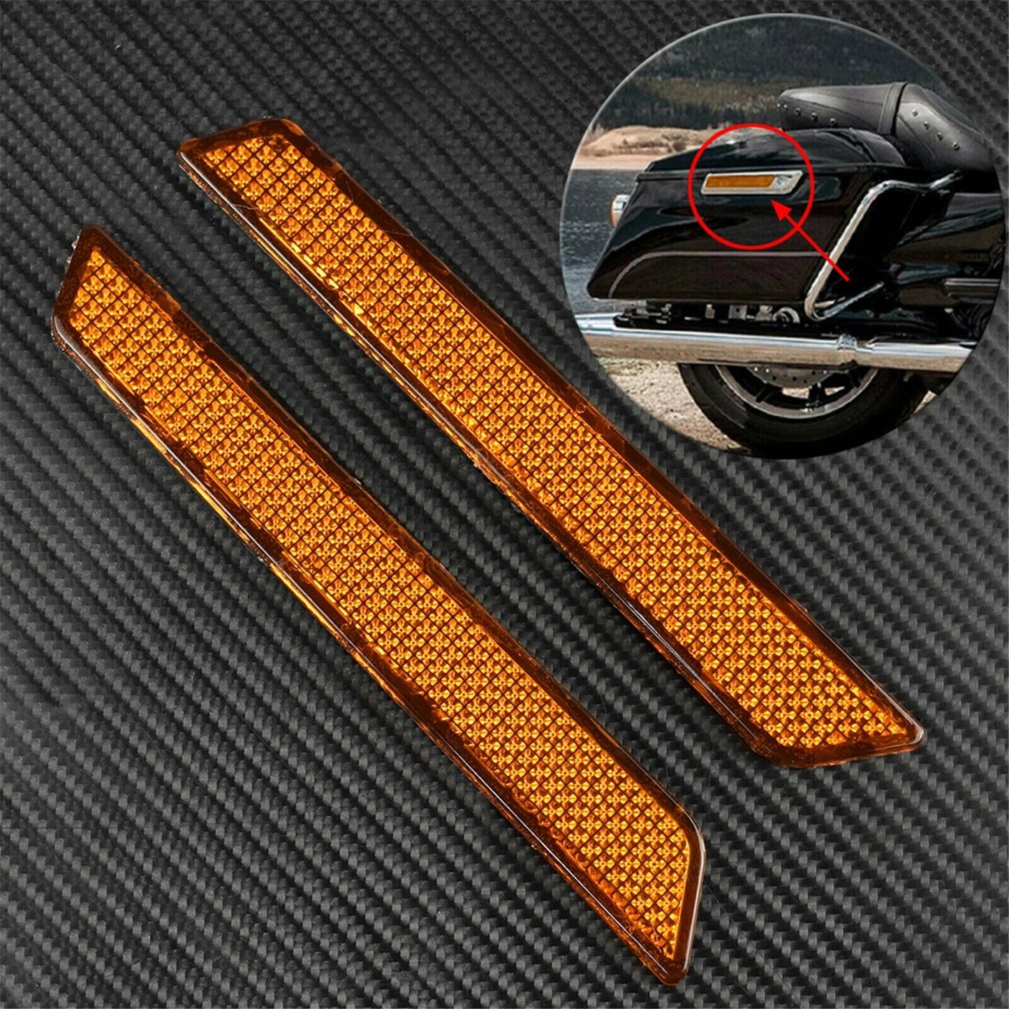 Orange Reflector Saddle Bag Latch Cover for Harley Touring Road King Glide (2009-2023)