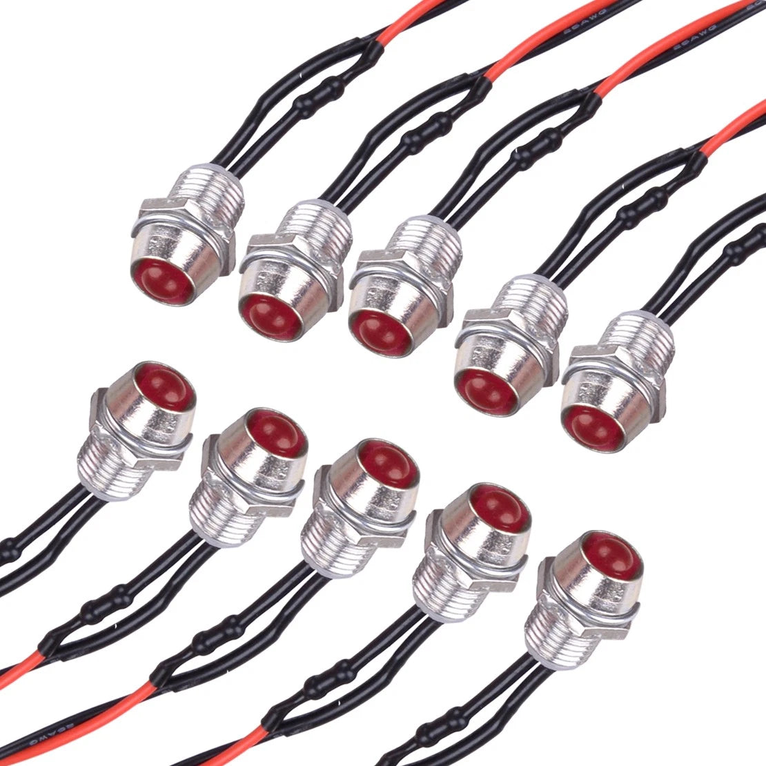 10x Red 8mm LED Indicator Lamps for Car Dash Panel Light Bulbs