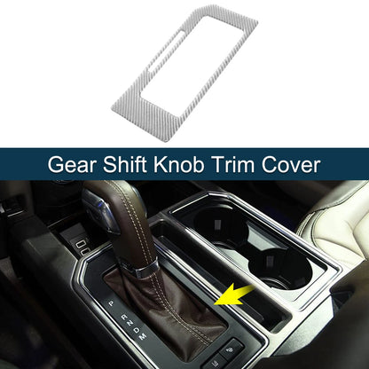 ABS Gear Shift Knob Cover for Ford F150 (2015-2020) Carbon Fiber Silver Tone