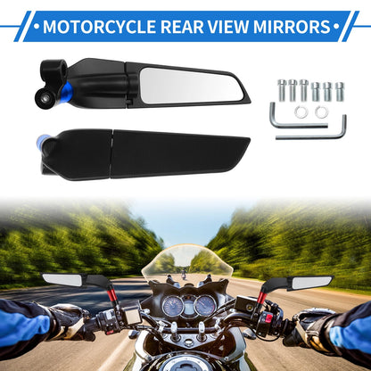 M8/M10 Rear View Mirrors Polygonal Handlebar Black Blue for Make Model