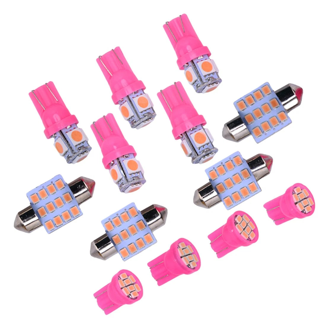13x Pink LED Interior Lights Package for Dome License Plate Bulbs