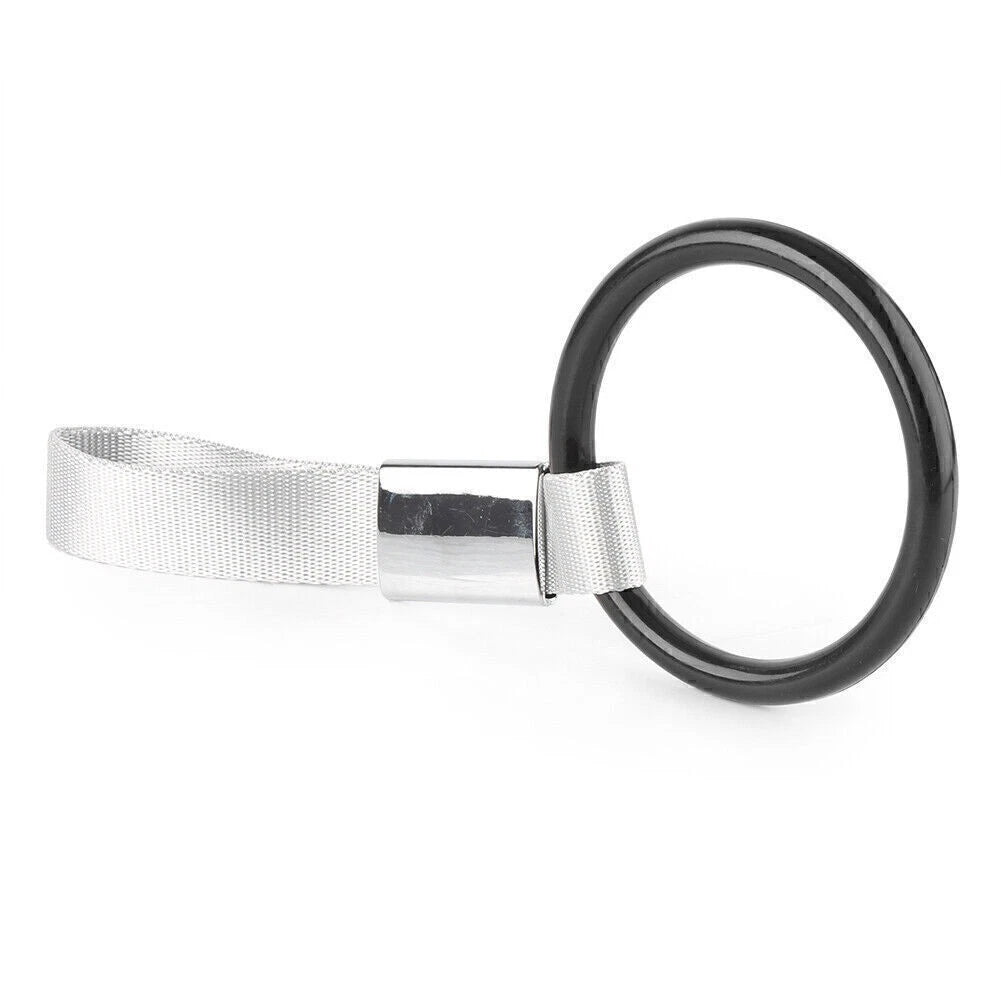 Round Tsurikawa Ring Handle Strap Charm for Subway Train Bus - Black