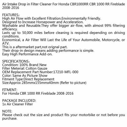 Air Filter for 2008-2016 Honda CBR1000RR SC59 (2008-2016)