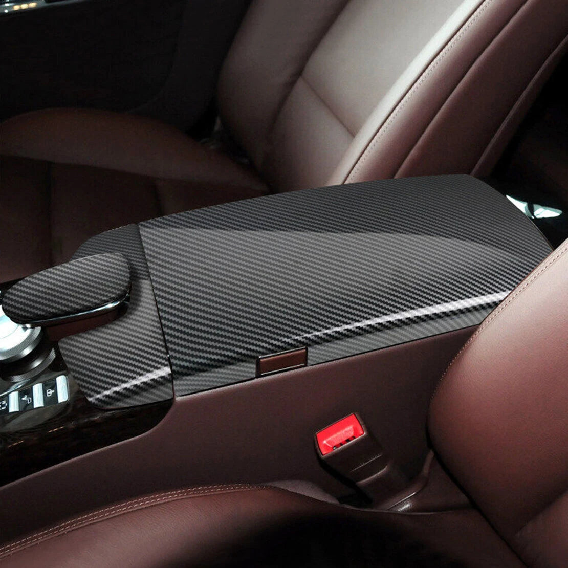 Carbon Fiber Armrest Box Trim Cover for Benz S-Class W221 (2008-2012)
