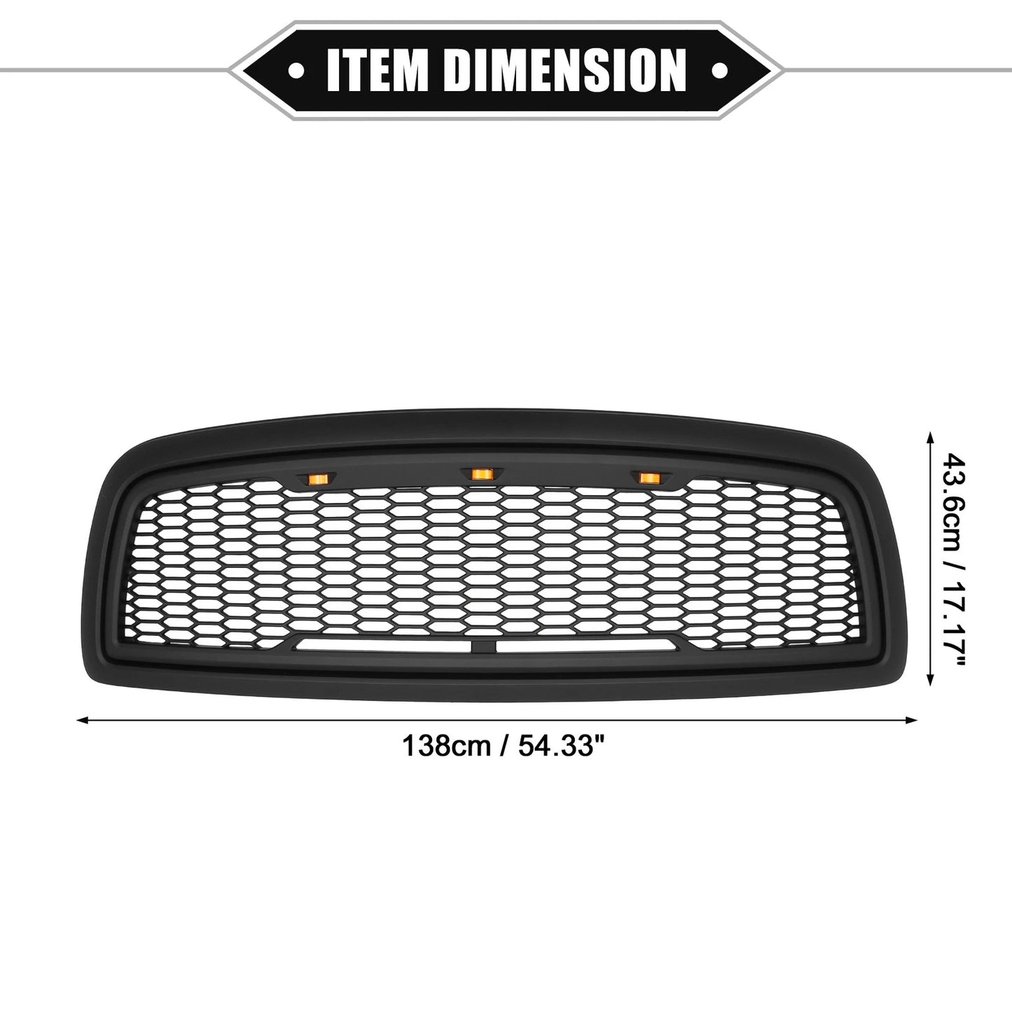 Grille Assembly w/ LED Lights for Dodge Ram 1500 (2009-2010) Matte Black