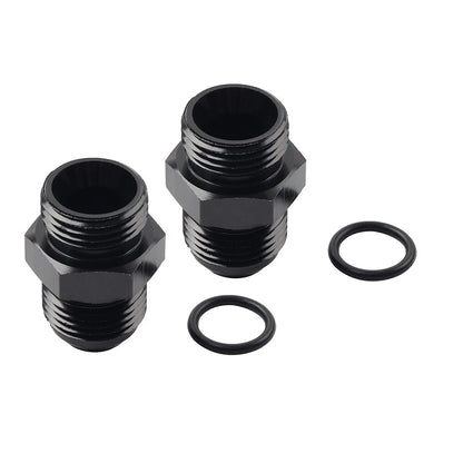 Black Aluminum AN8 Flare to 8AN ORB Male Fitting Adapter w/ O-Rings