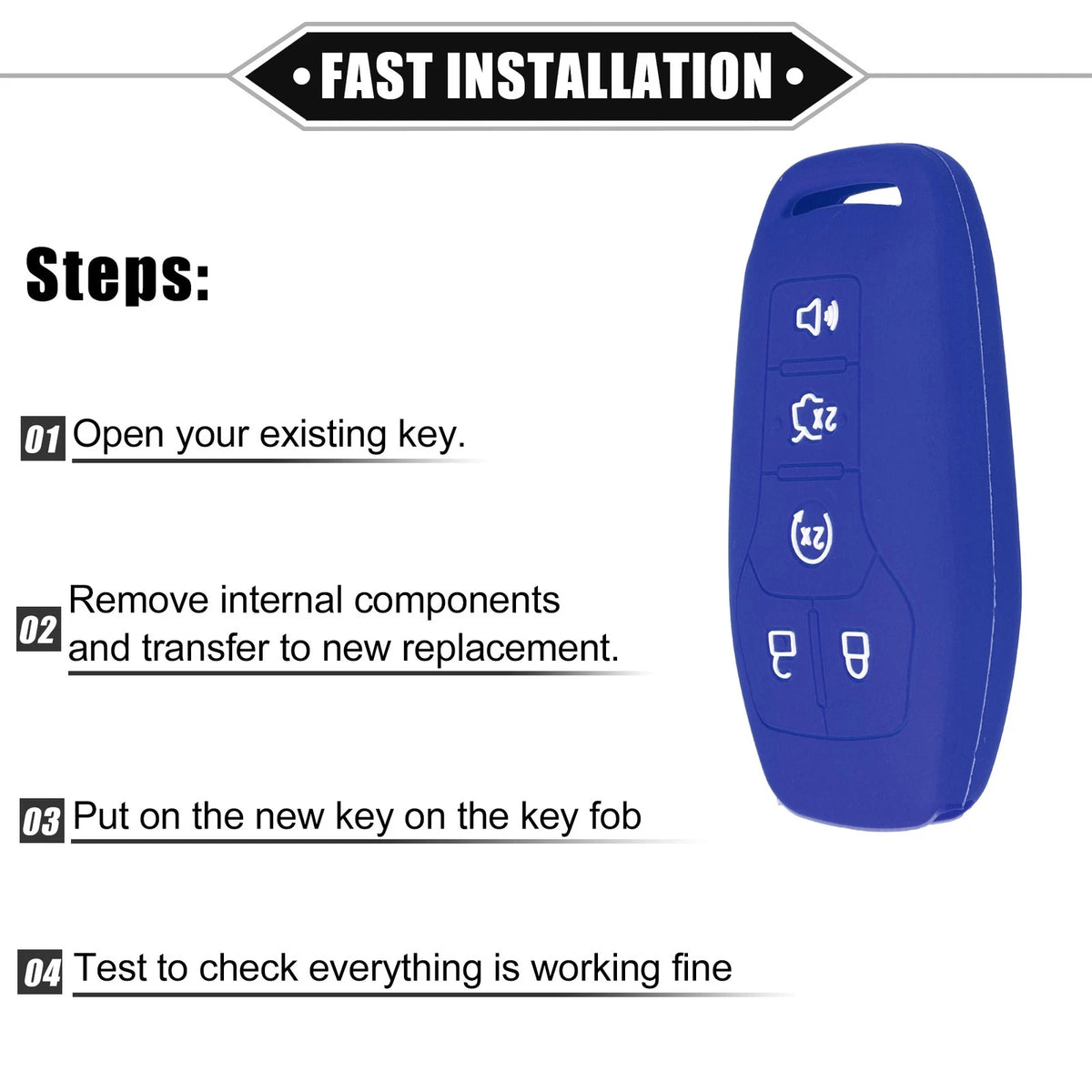 Remote Keyless Smart Key Fob Covers for Ford Fusion (2013-2020)