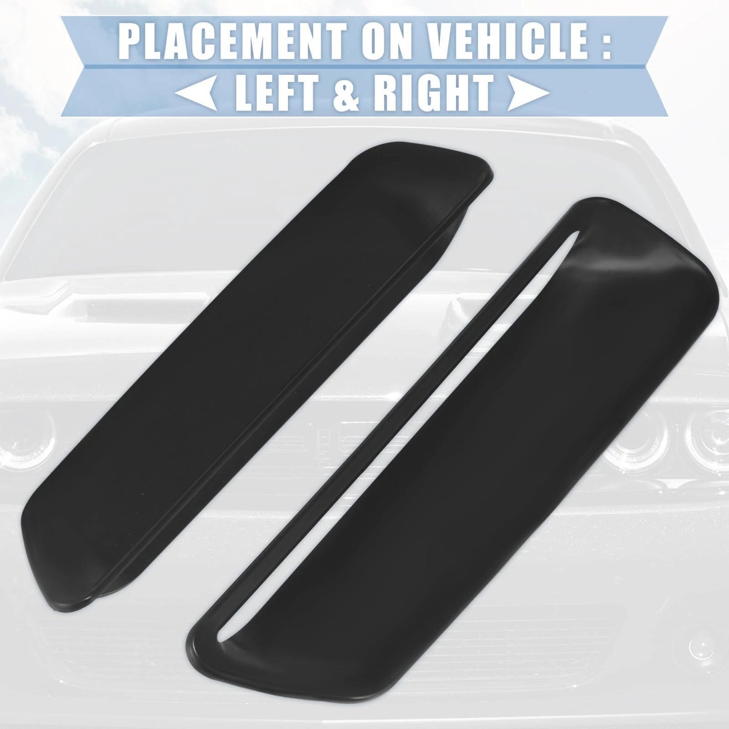 Pair Engine Hood Air Conditioner Outlet Cover Trim Black for Dodge Challenger