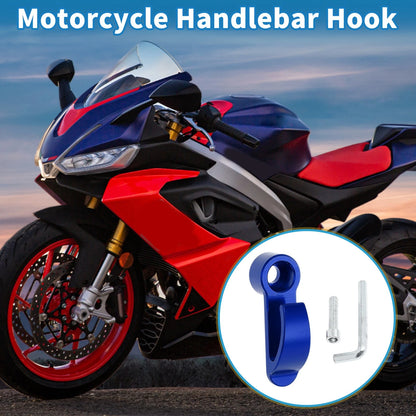 Handlebar Hook for Motorcycle Helmet CNC Aluminum Blue