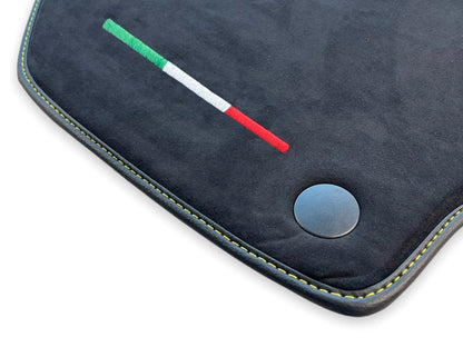 Floor Mats for Ferrari 488 GTB Black Tailored Carpets with Alcantara Leather