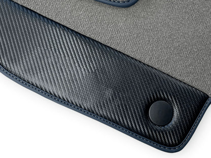 Gray Floor Mats for Ferrari 488 Spider - Carbon Fiber Leather (2015-2023)