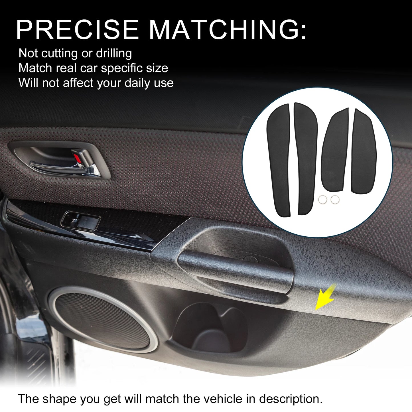 Car Door Leather Anti Kick Pad Sticker for BMW 3 Series (2009-2012) Black Set