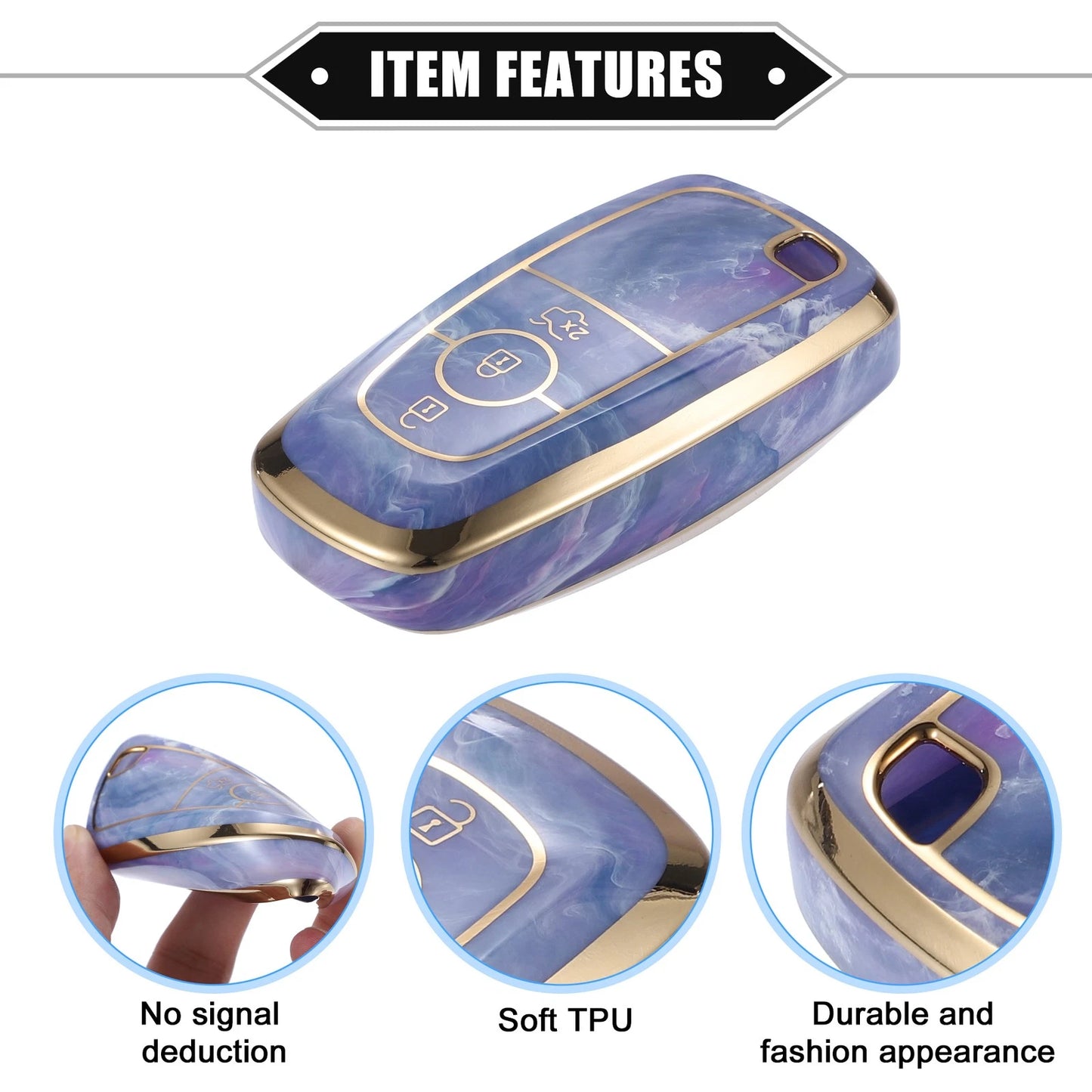 3 x Button TPU Key Fob Cover Case for Ford Explorer, Ecosport, Mustang (2011-2023)