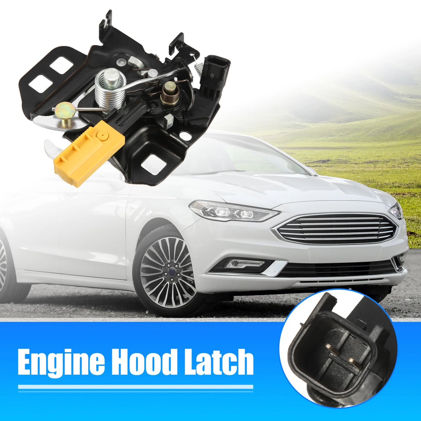 Hood Latch Lock Front Left for Ford Fusion (2013-2018) Black