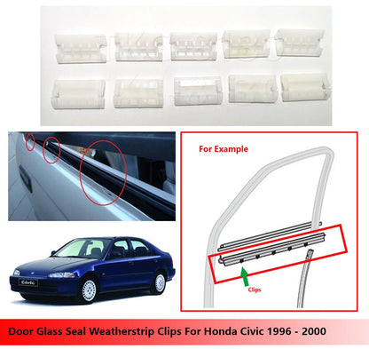 10 x Door Glass Seal Clips for Honda Civic (1996-2000)