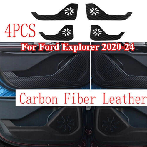 Carbon PU Door Anti-Kick Panel Guard Trim for Ford Explorer (2020–2024)