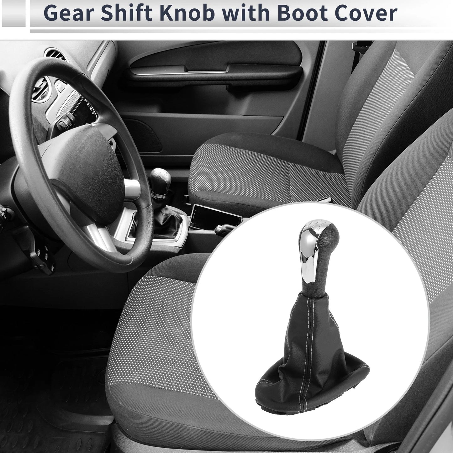 Speed Gear Shifter Knob W/ Cover for Chevrolet Spark (2011-2015) Faux Leather
