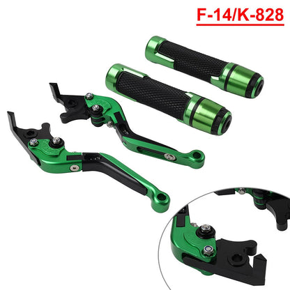 Green Extendable Brake Clutch Lever Grip Set for Kawasaki ZX6 ZX9 636R (2000-2009)
