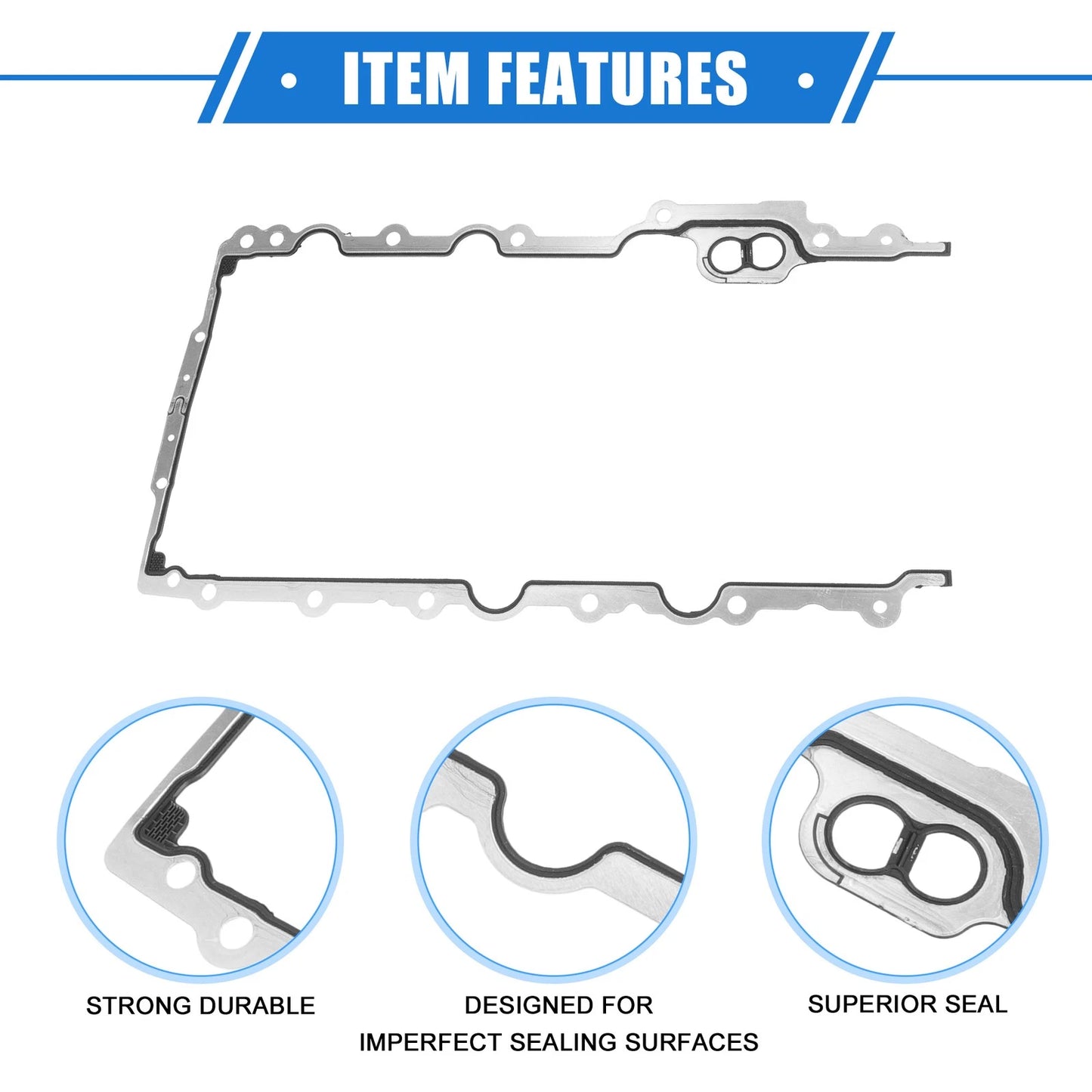 Oil Pan Gasket for Chrysler Durable Metal Silver Tone (2005-2009)