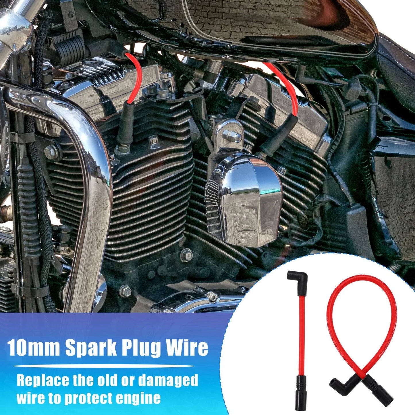 2 x Spark Plug Wire for Harley-Davidson Dyna FXD Softail (2006–2011)