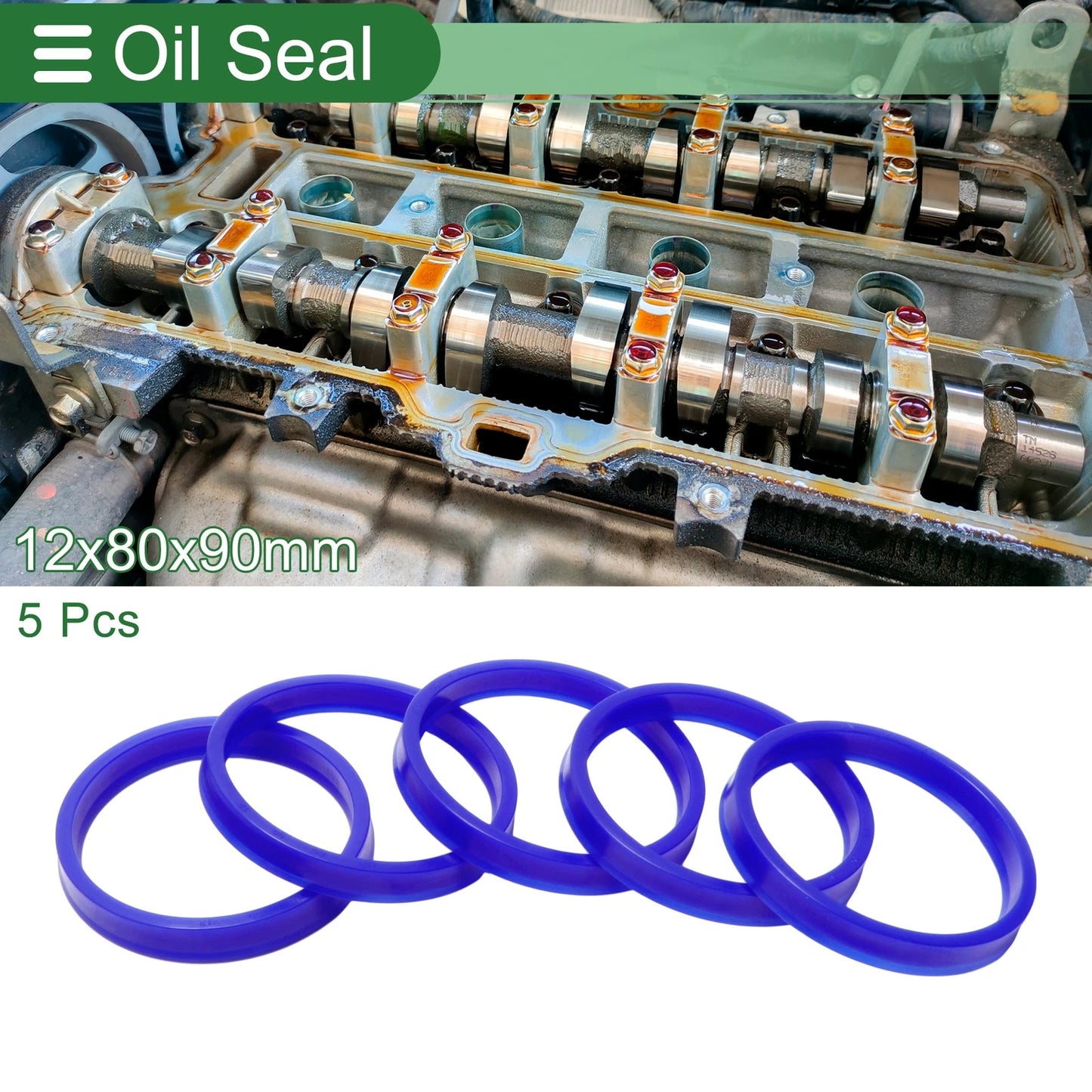 Oil Seal / 80x90x12mm / Seal Ring Rotary Shaft Seal TPU Blue 5 Pcs