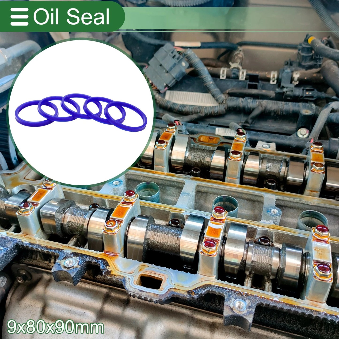 Oil Seal Rotary Shaft Seal TPU 80x90x9mm Blue 5 Pcs