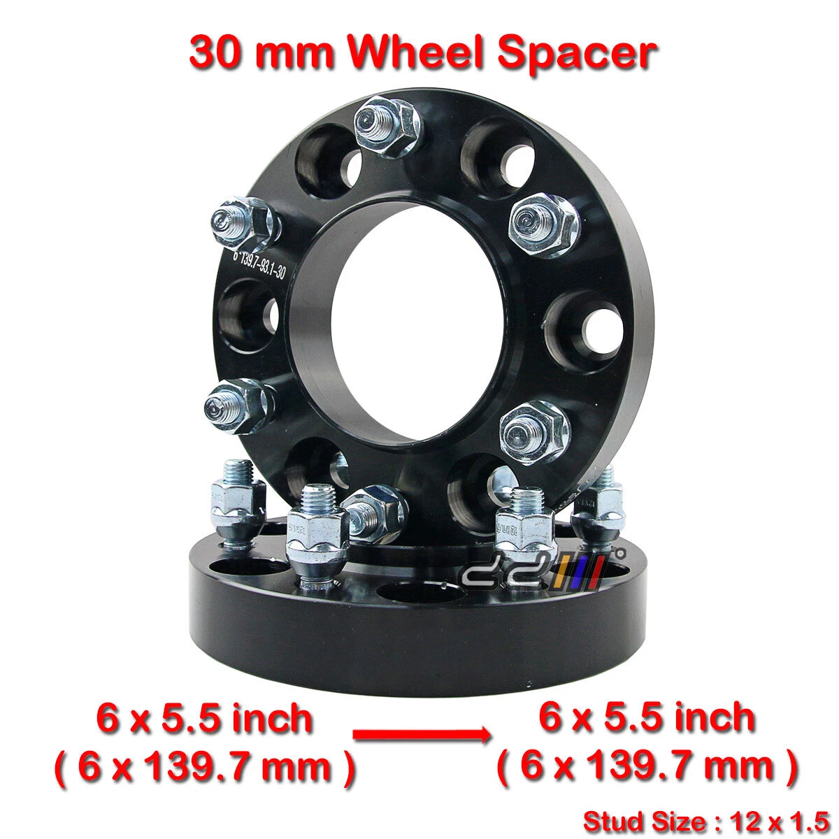 2 x 30mm 12x1.5 Hub Centric Wheel Spacers for Ford Ranger PX T6 (2011-2023)