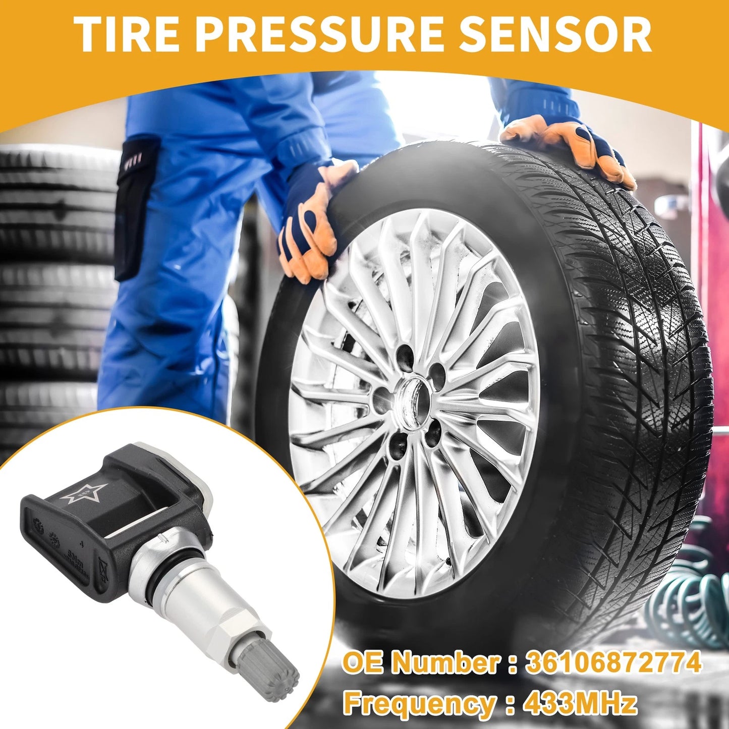 Tire Pressure Sensor for BMW 530e 2018-2021 TPMS 1 x 433MHz