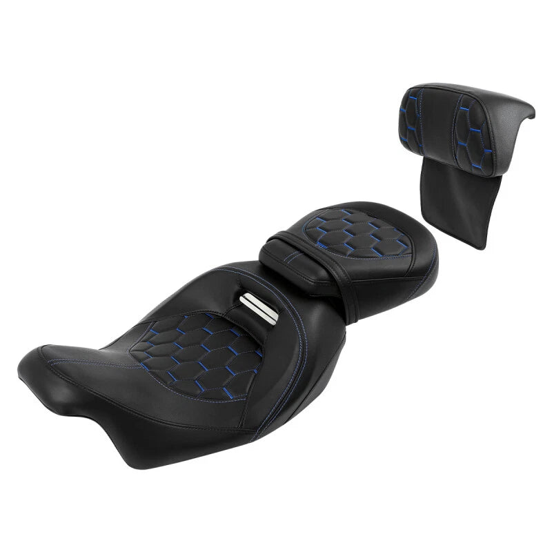 Driver Passenger Seat Backrest for Harley Street Glide (2014-2023) Blue Stitch