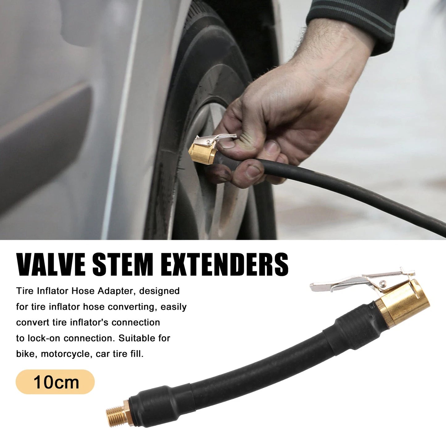 Valve Stem Extension Hose / 10cm 4" for Car Motorcycle