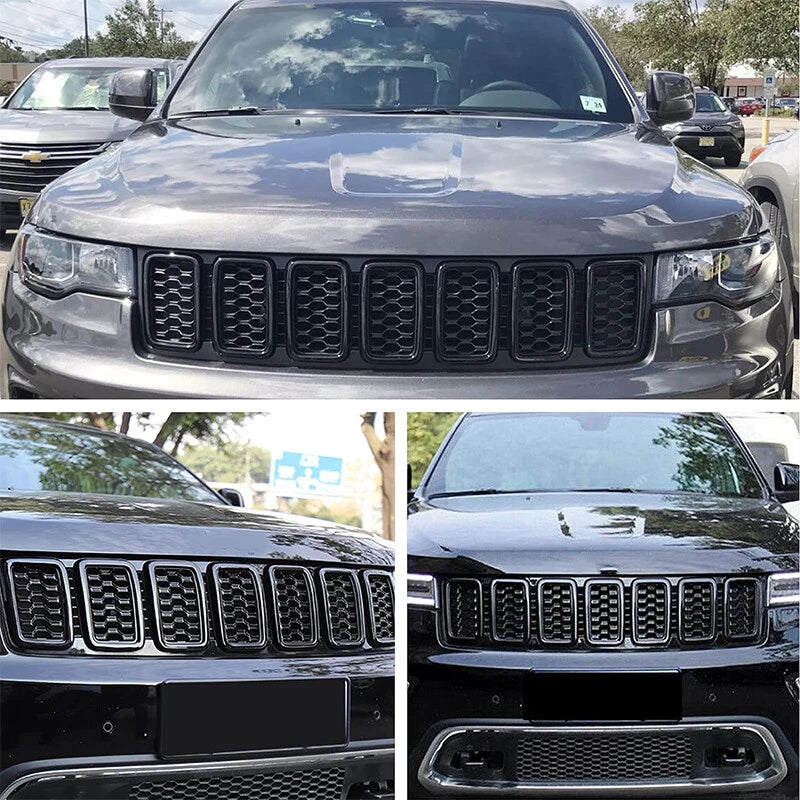7X Gloss Black Front Grille Honeycomb for Jeep Grand Cherokee (2017-2022)